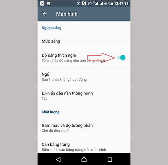 Tắt độ sáng thích nghi