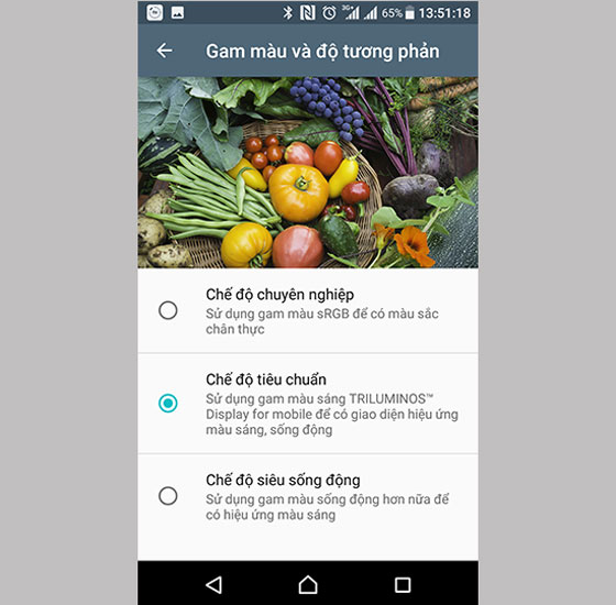 Giảm gam màu màn hình