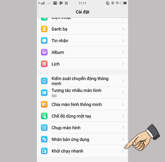 chọn Khởi chạy nhanh