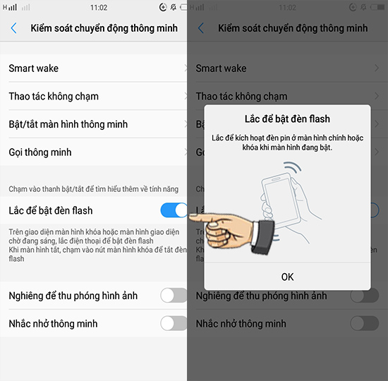 Bước 2: Bật Lắc bật đèn pin