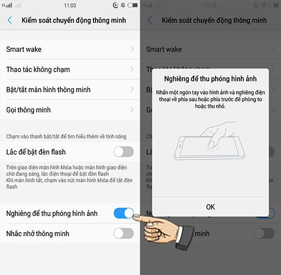 Bước 2: Bật nghiêm để thu phóng hình ảnh.
