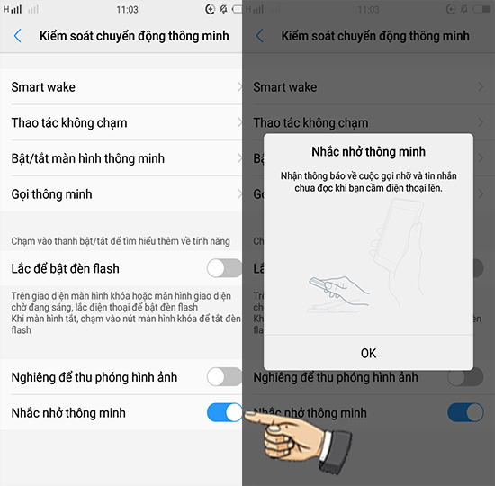 Bước 2: Bật nhắc nhở thông minh.