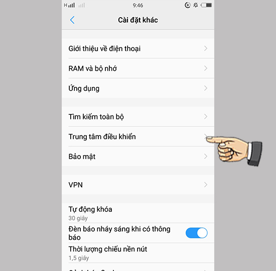 Bước 2: Chọn trung tâm điều khiển.