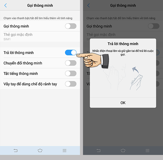 Bước 3: Bật Trả lời thông minh