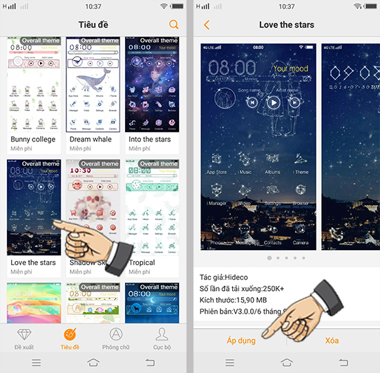 Bước 3: Chọn giao diện yêu thích tải về và cài đặt.
