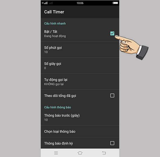 Bước 2: Bật/ tắt tính năng.