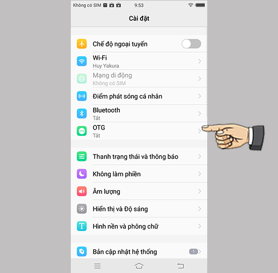 Bật OTG lên và mở ứng dụng quản lí file.