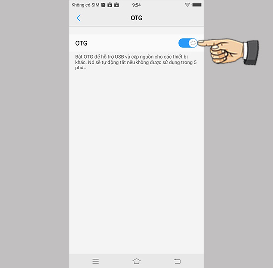 Bật OTG lên và mở ứng dụng quản lí file.