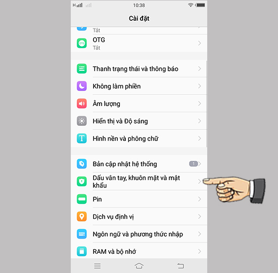 Dấu vân tay,khuôn mặt và mật khẩu