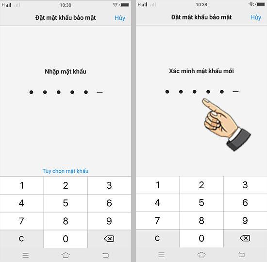 Bước 3: Đặt mật khẩu khóa.
