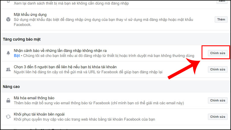 Tạo cảnh báo đăng nhập Facebook