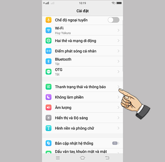 Thanh trạng thái và thông báo