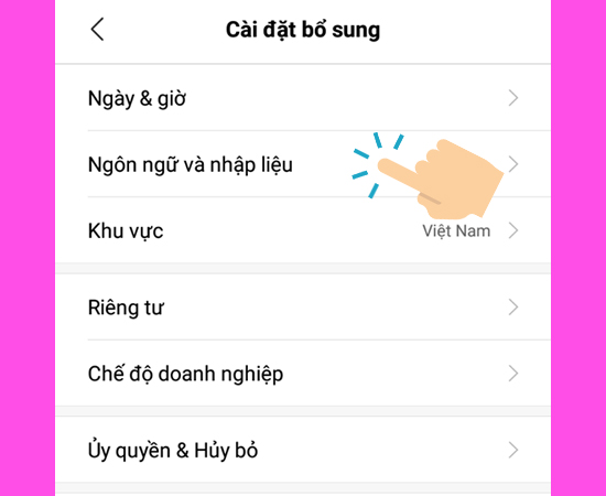 vào Ngôn ngữ và nhập liệu