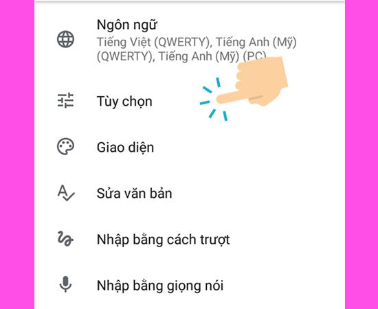 Chọn vào Tùy chọn