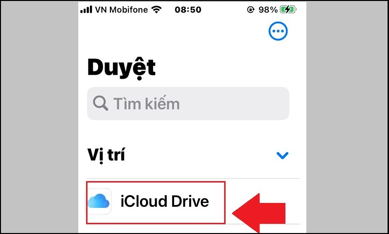 Chọn iCloud Drive để thấy file vừa tải