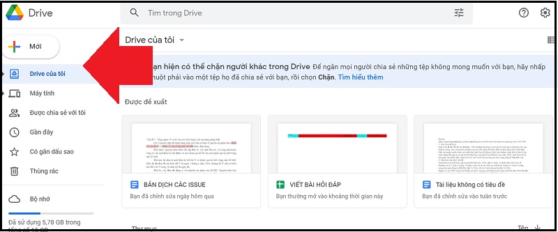 Đăng nhập vào Drive và kéo file