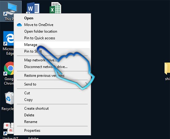 - Bước 1: Click chuột phải vào My Computer. Chọn Manage.