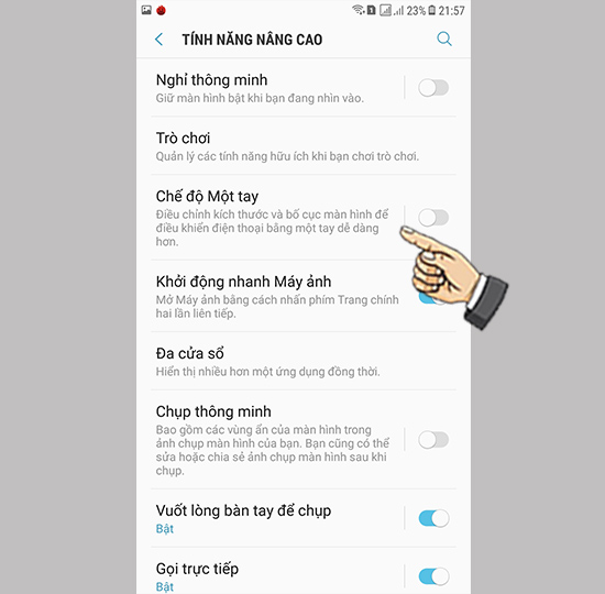 Chọn Thao tác một tay