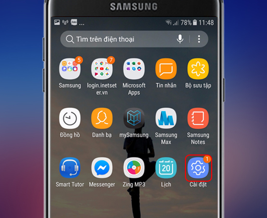 Bước 1: Đầu tiên bạn vào Cài đặt.