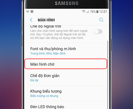 Bước 3: Sau đó bạn vào Màn hình chờ.