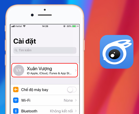 Bước 1: Đầu tiên bạn vào Cài đặt > tài khoản iCloud của mình.
