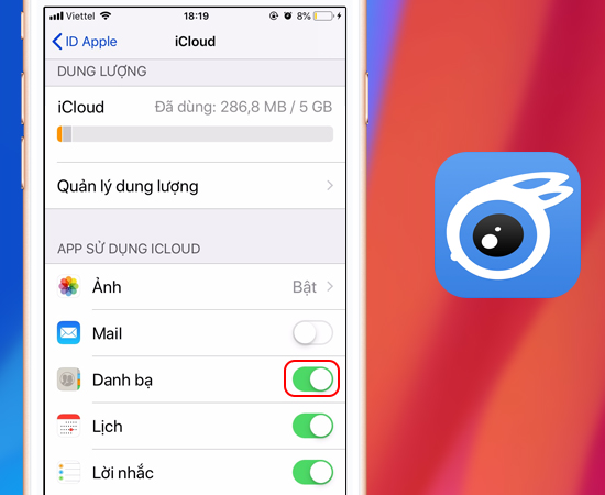Bước 3: Tiếp theo bạn chọn tắt danh bạ.
