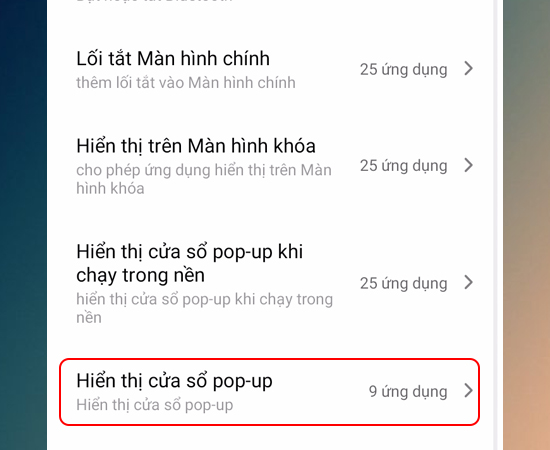 Bước 6: Tiếp theo bạn chọn Hiển thị cửa sổ pop-up.