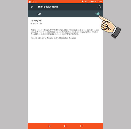 Bước 3: Bật tiết kiệm pin.