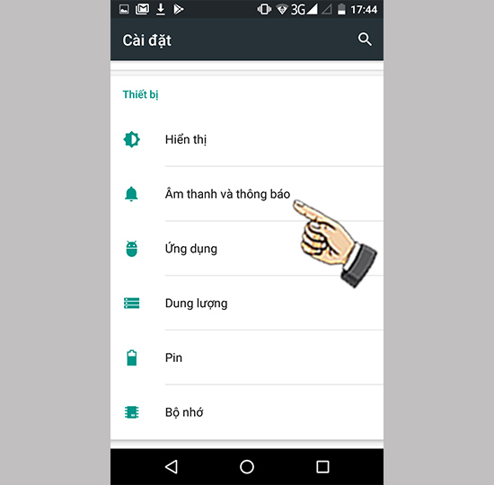 Chọn Âm thanh và thông báo