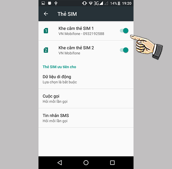 Chọn sim muốn tắt.