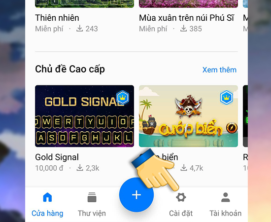 Bước 4: Khi màn hình nhảy qua giao diện ứng dụng bàn phím các bạn chọn vào Cài đặt.