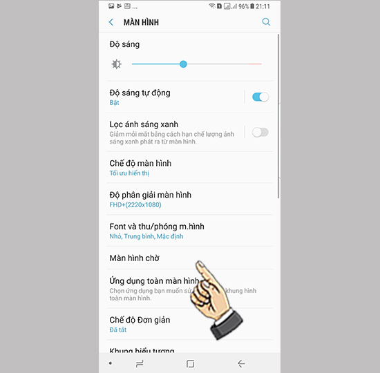 Bước 2: Chọn màn hình chờ