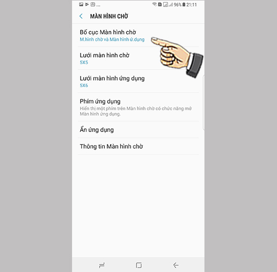 Bước 3: Chọn Bố cục màn hình chờ