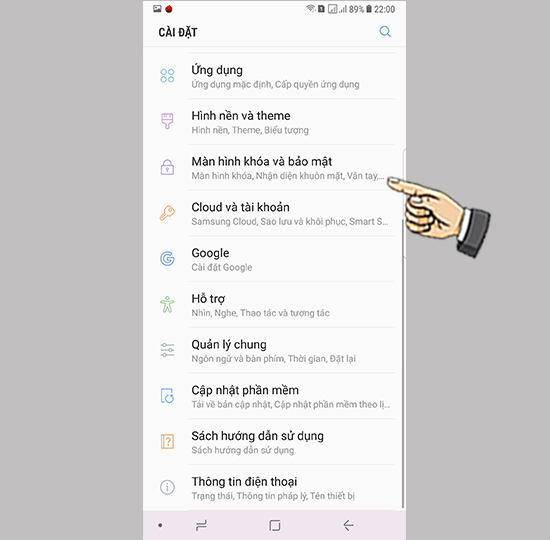 Bước 1: Bạn vào cài đặt chọn màn hình khóa và bảo mật.