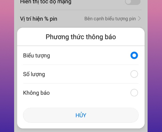 Tùy chỉnh phương thức hiển thị thông báo