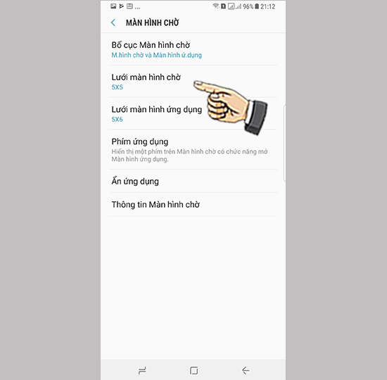 Bước 3: Chọn lưới màn hình chờ.
