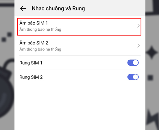 Bước 4: Sau đó chọn SIM muốn cài đặt nhạc chuông