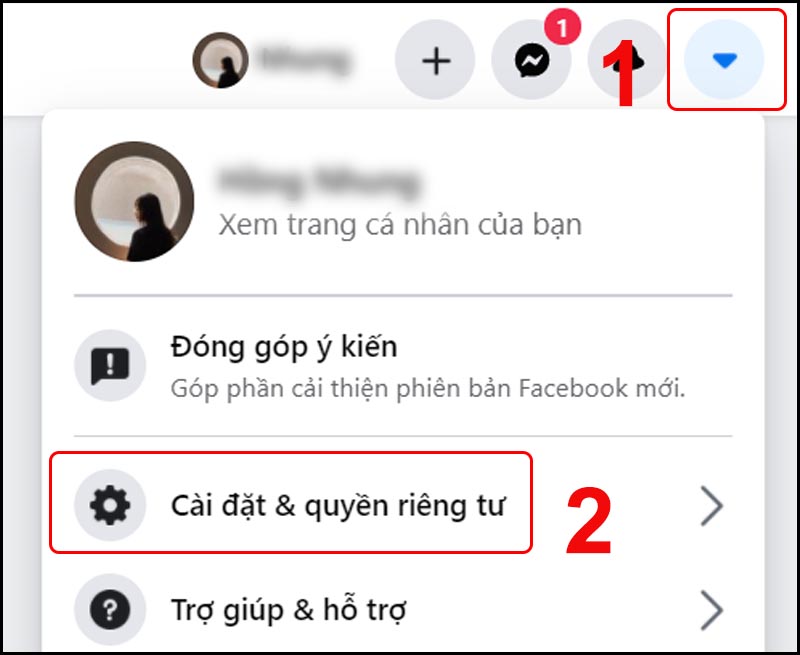 Truy cập vào mục Cài đặt & Quyền riêng tư