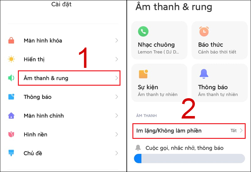 Vào mục Âm thanh & rung