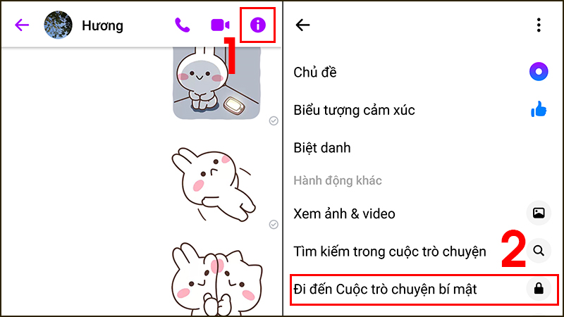 Chọn Đi tới cuộc trò chuyện bí mật