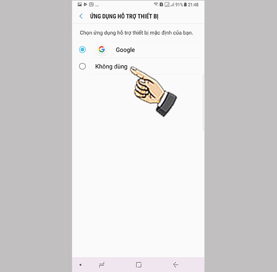 Bước 4: Chọn google hoặc không dùng.