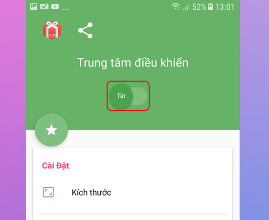 Bước 3: Sau đó bạn bật Trung tâm điều khiển.
