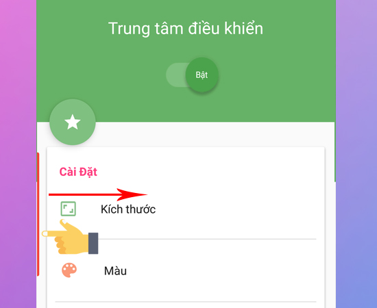 Bước 4: Lúc này bên cạnh phải màn hình sẽ xuất hiện một thanh màu đỏ. Bạn vuốt sang bên phải để mở bảng Trung tâm điều khiển.