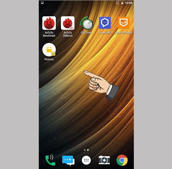 Từ ngoài màn hình bạn giữ lâu một khoảng trống.