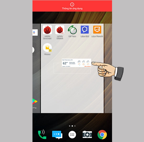 Bước 3: Di chuyển tiện ích ra màn hình chính.