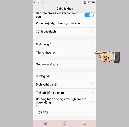 Chọn tác vụ theo lịch.