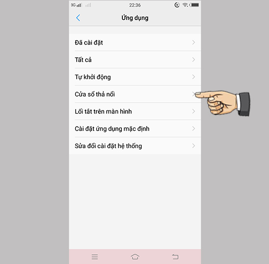 Bước 3: Chọn cửa sổ thả nổi.
