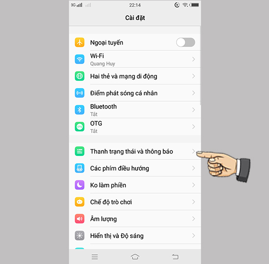Thanh trạng thái và thông báo
