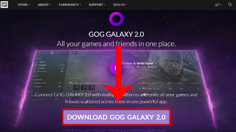 Cài đặt GOG Galaxy cho máy tính