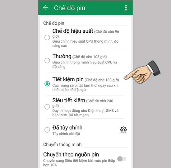 Bước 3: Bật tiết kiệm pin thường.